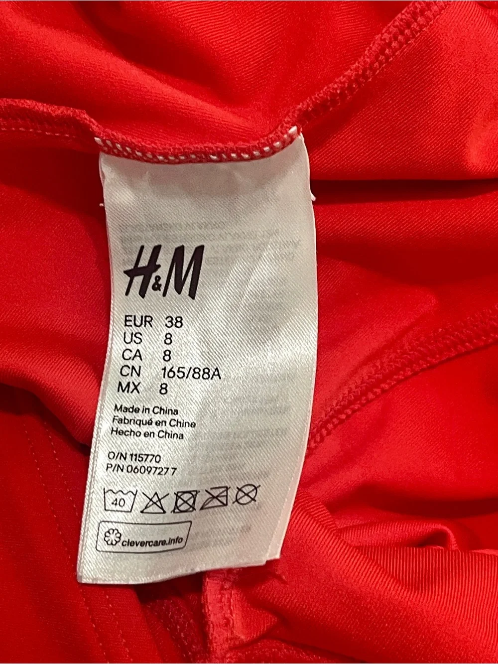 H&M Scallop Hem One Piece Swimsuit | Red | Size 8